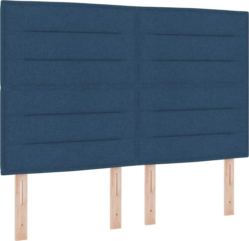 vidaXL Pat cu arcuri cu saltea cu led albastru 140 x 190 cm țesătură