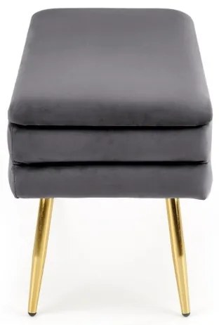 Bancă cu spațiu de depozitare VELVA 37x78 cm gri/auriu