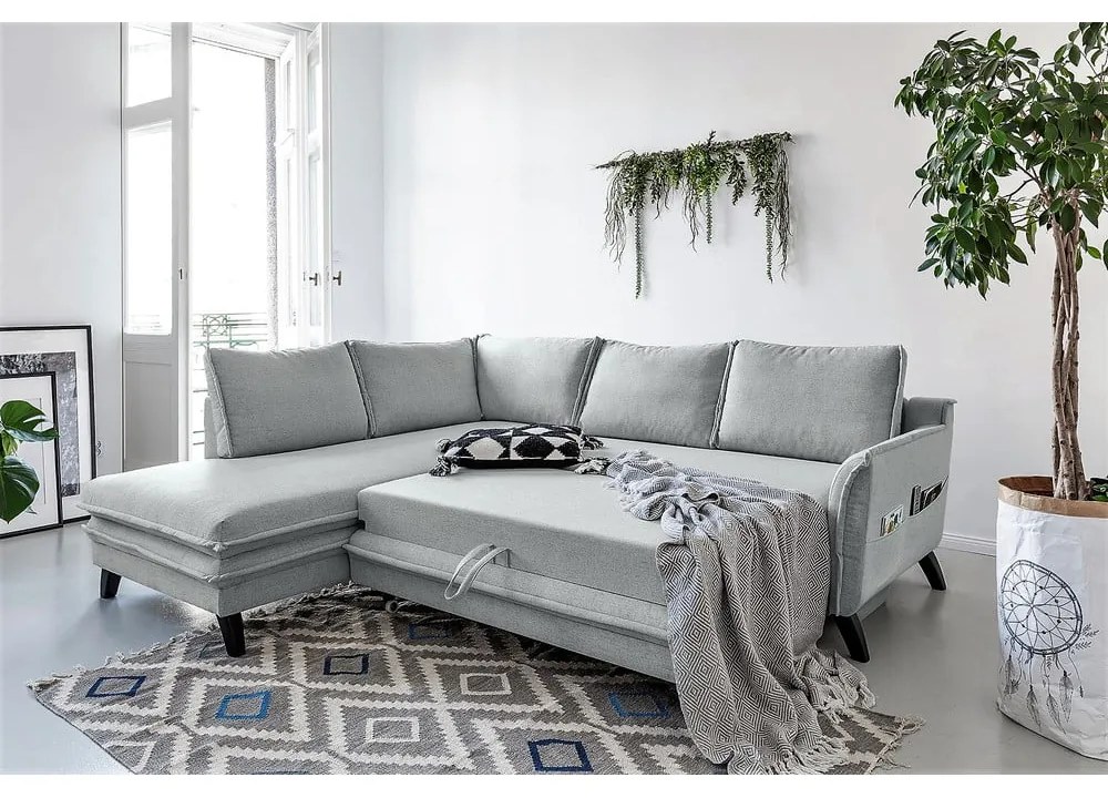 Colțar extensibil cu șezlong pe partea stângă Miuform Charming Charlie L, gri deschis