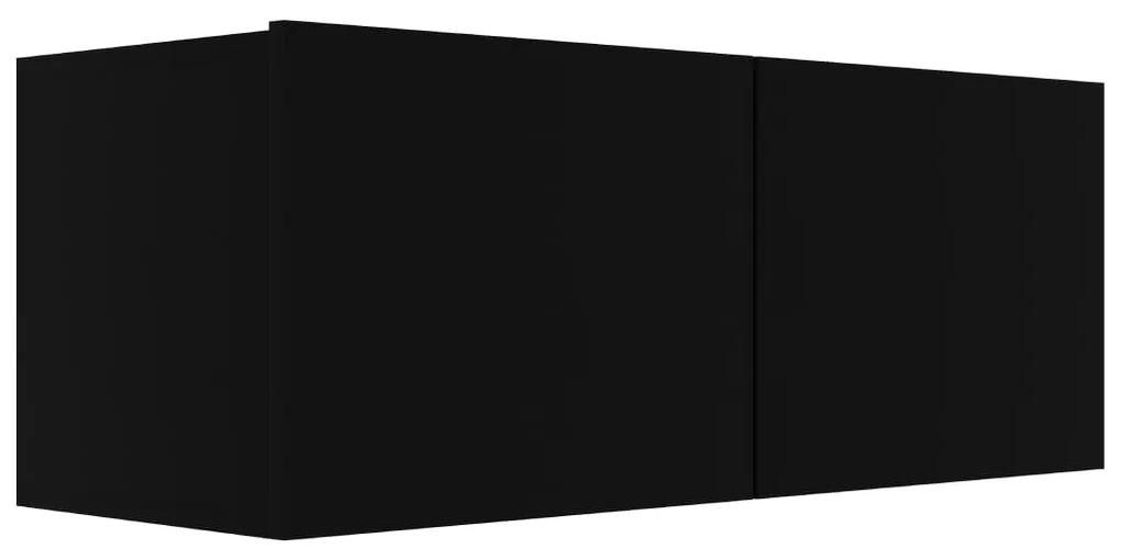 Set comode TV, 4 buc., negru, PAL Negru, 80 x 30 x 30 cm, 4