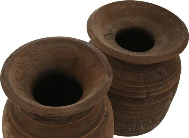 Vază cu finisaj natural stil oriental, 18x18x29 , din lemn ,"Surtido"