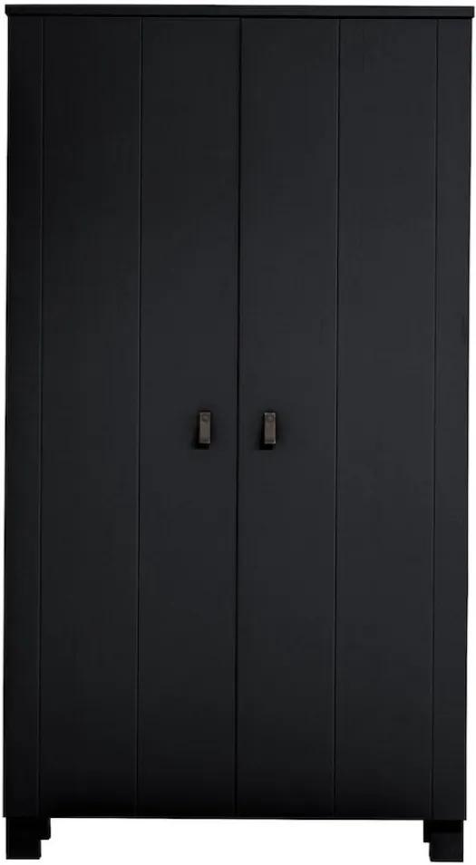 Dulap negru cu 2 usi Ties Wardrobe Cabinet Pine Black | Woood
