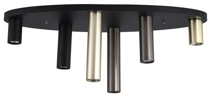 Plafoniera neagra cu 6 spoturi GU10 Tubes