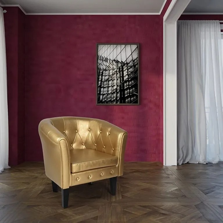Fotoliu Chesterfield, 58 x 71 x 70 cm, auriu
