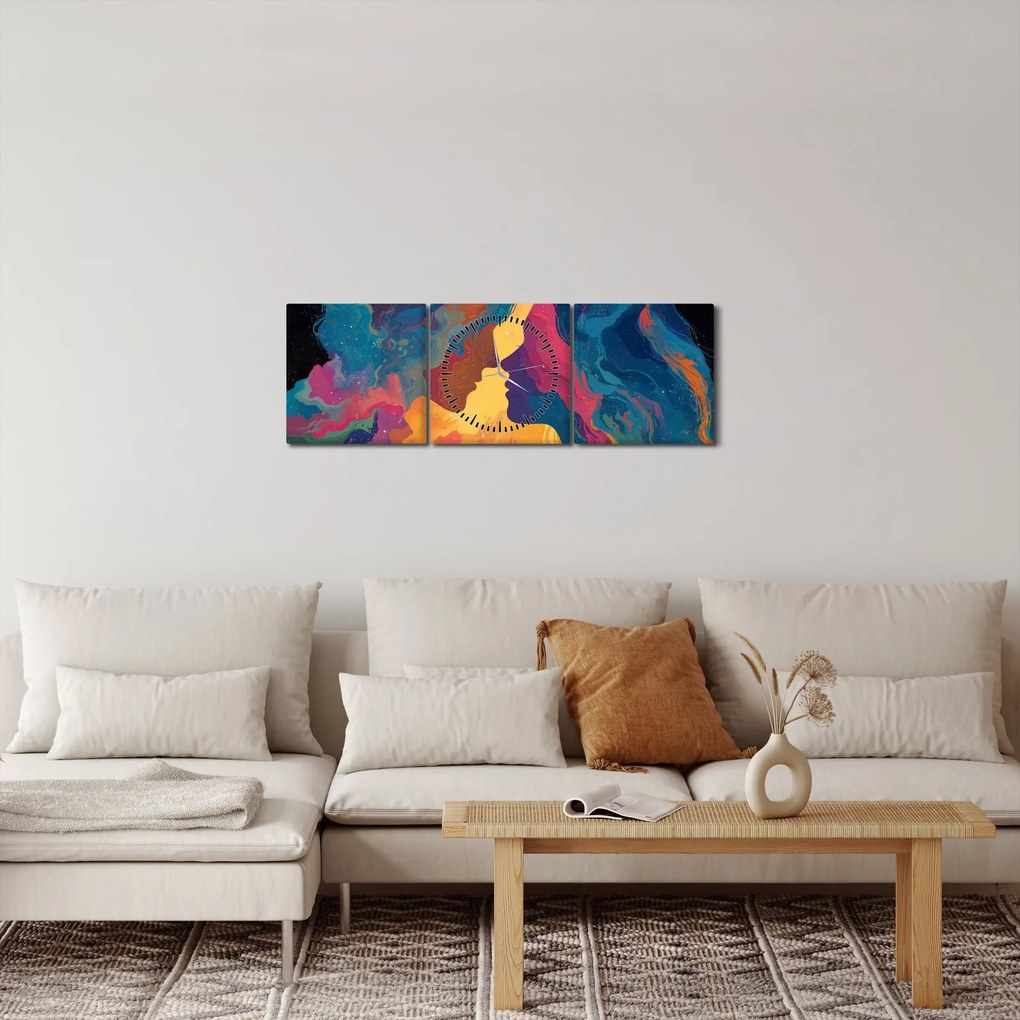 Tablou - Dragoste cosmică (cu ceas) (90x30 cm)