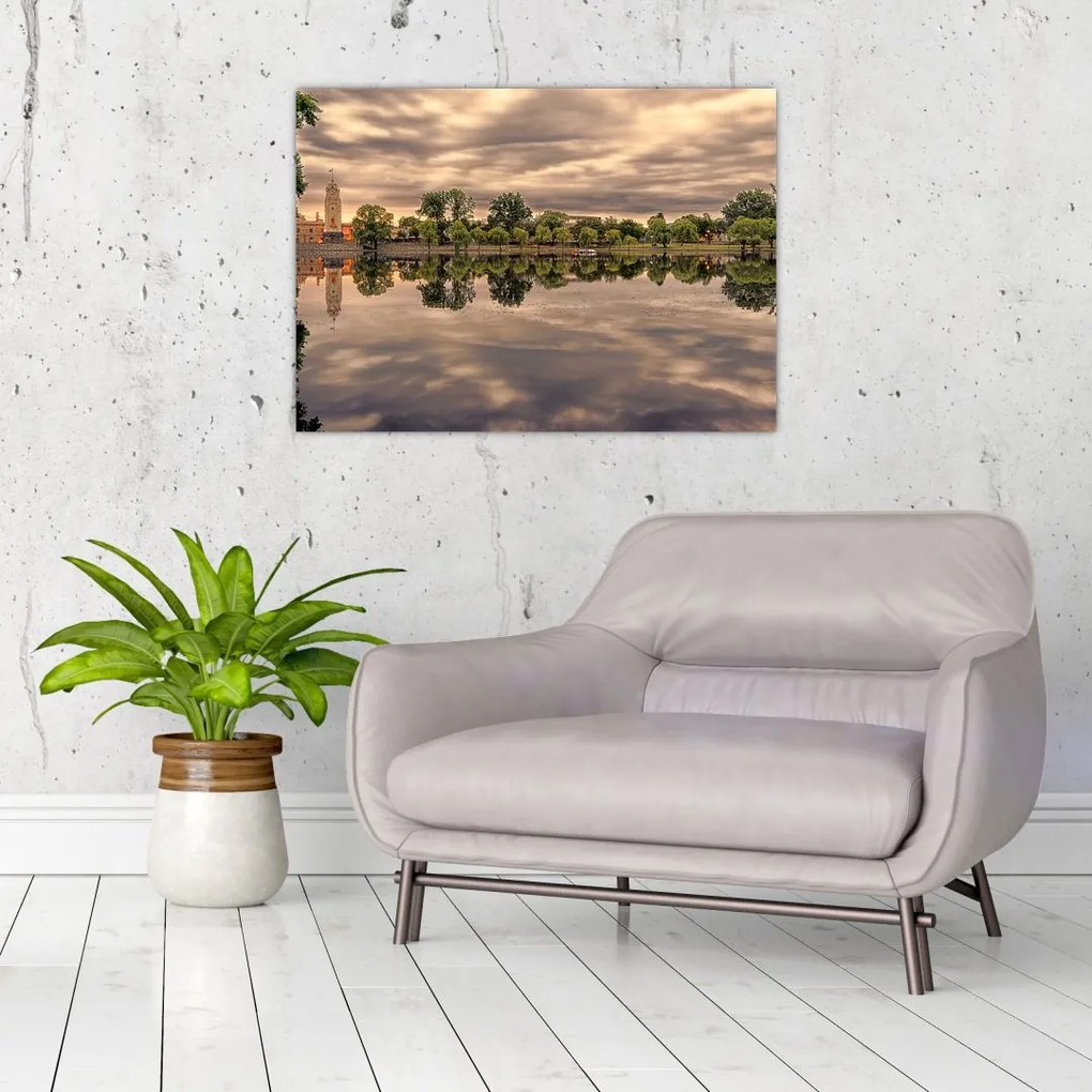 Tablou cu lac și copaci (70x50 cm)