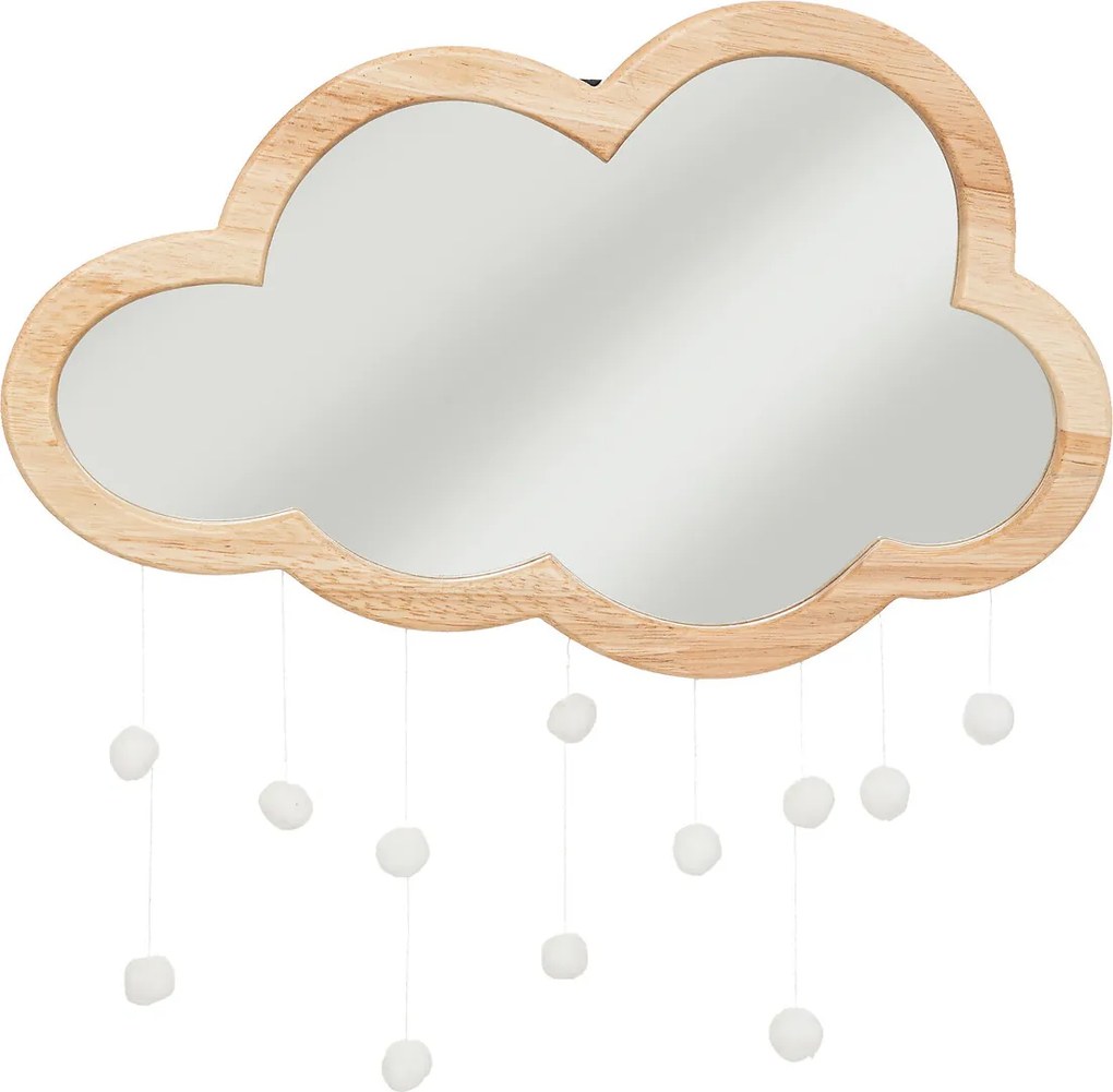 Oglindă cu nori și pompoane, 40 x 36 cm