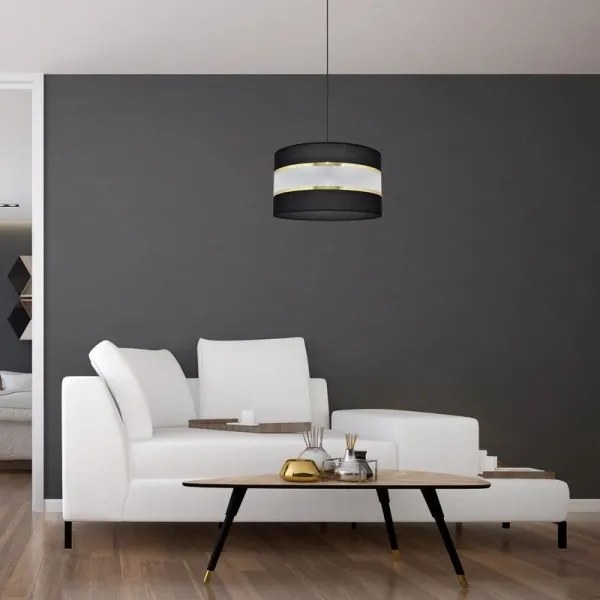 Lustră pe cablu HELEN 1xE27/15W/230V d. 35 cm neagră/aurie