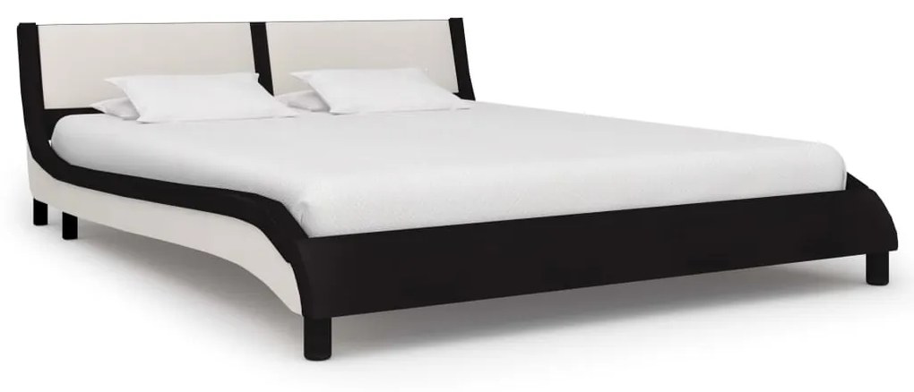 280346 vidaXL Cadru de pat, negru și alb, 180 x 200 cm, piele artificială