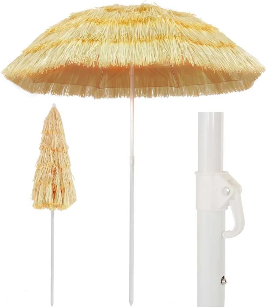 vidaXL Umbrelă de plajă, natural, 180 cm, stil hawaiian