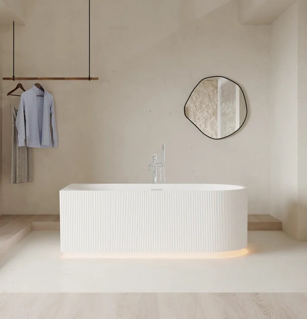 Cada freestanding Yara LED, colt perete stanga, iluminare LED, acril, Alb lucios,160 cm, 5021L LED