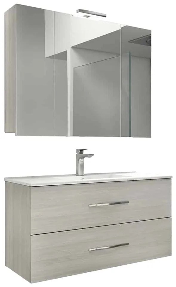 Set Mobilier Baie Suspendat Connor, Gri texturat, 80 cm