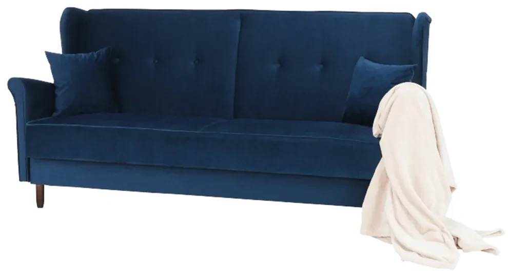 Canapea extensibilă, material textil albastru, COLUMBUS