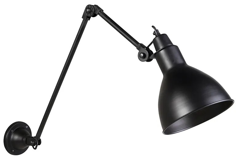 Lampă de perete industrială neagră reglabilă - Wye