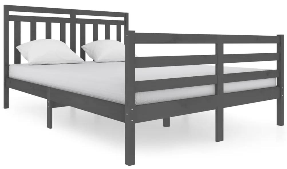3100656 vidaXL Cadru de pat, gri, 140x200 cm, lemn masiv