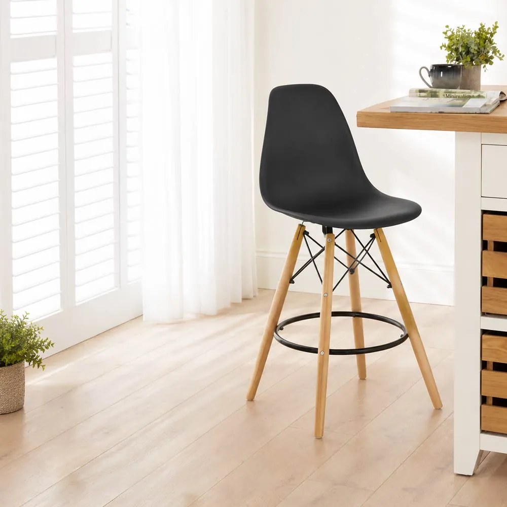 Scaun de bar negru ABS 139 – Stil scandinav, lemn masiv, confort maxim