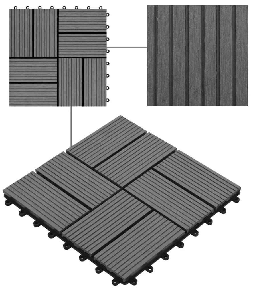 Placi de podea, 11 buc., gri, 30 x 30 cm, 1 mp, WPC Gri, 11, Model 3