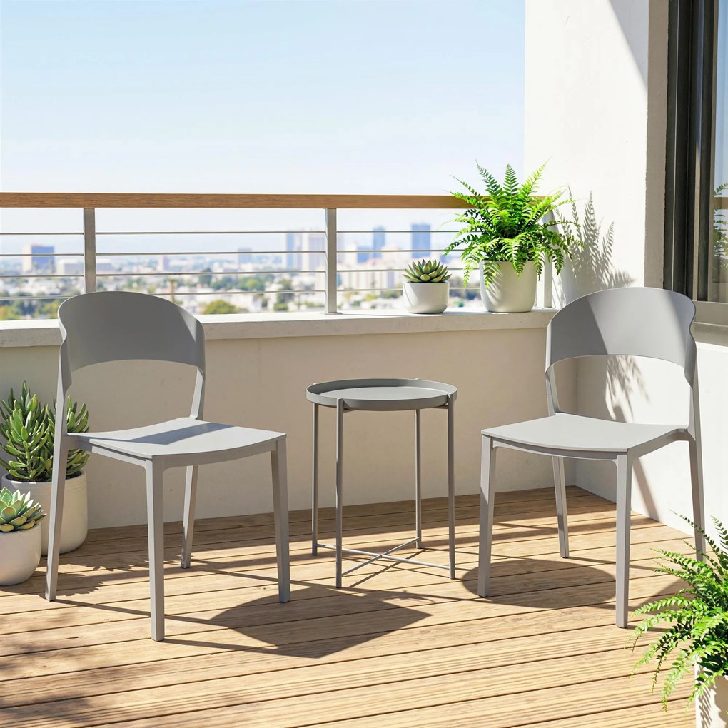 Outsunny Set 4 Scaune Grădină Outsunny, Stivuibile, Structură pp Potrivite pentru Toate Sezoanele | Aosom Romania