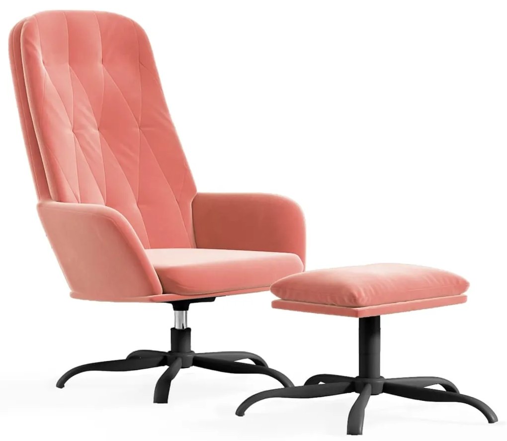 3097634 vidaXL Scaun de relaxare cu taburet, roz, catifea