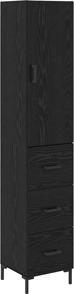 vidaXL Bufet cu sertar Stejar Negru 34,5 x 34 x 180 cm Lemn compozit