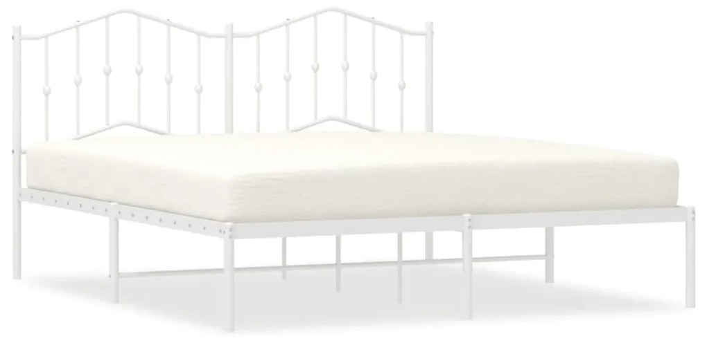 373841 vidaXL Cadru de pat metalic cu tăblie, alb, 160x200 cm
