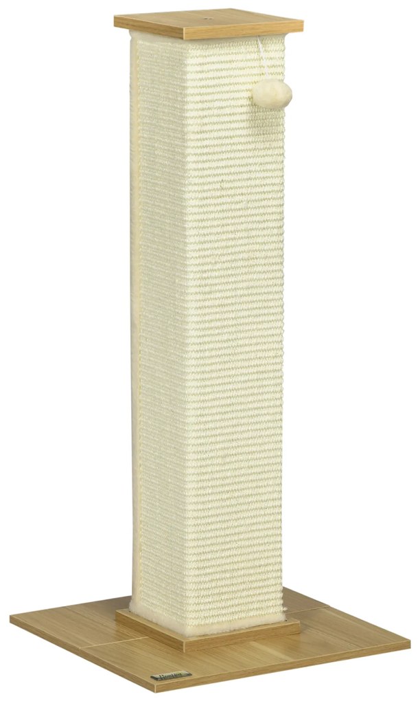 PawHut Kratzbaum cu jucării, 38 cm x 38 cm x 80 cm, Bej + Natur | Aosom Romania