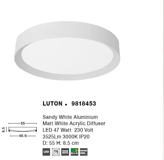 Lustra LED moderna design slim Luton alba NVL-9818453