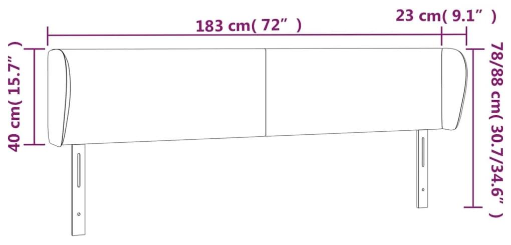 Tablie de pat cu aripioare crem 183x23x78 88 cm piele ecologica 1, Crem, 183 x 23 x 78 88 cm