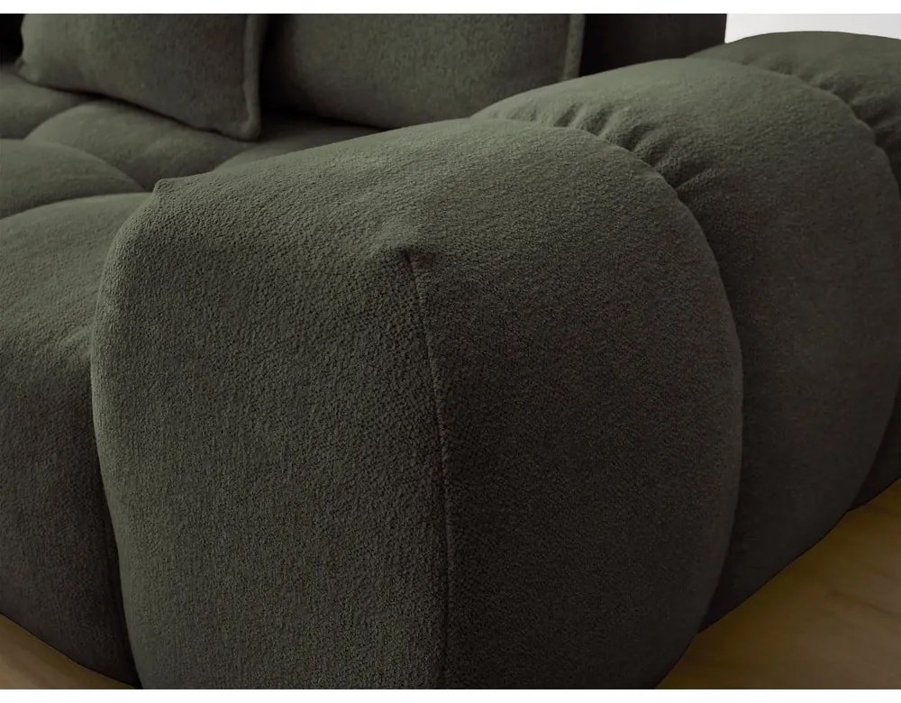 Colțar verde extensibil/cu spațiu de depozitare cu tapițerie din chenille (cu colț pe partea stângă/în formă de ”L”) Everest – Bobochic Paris