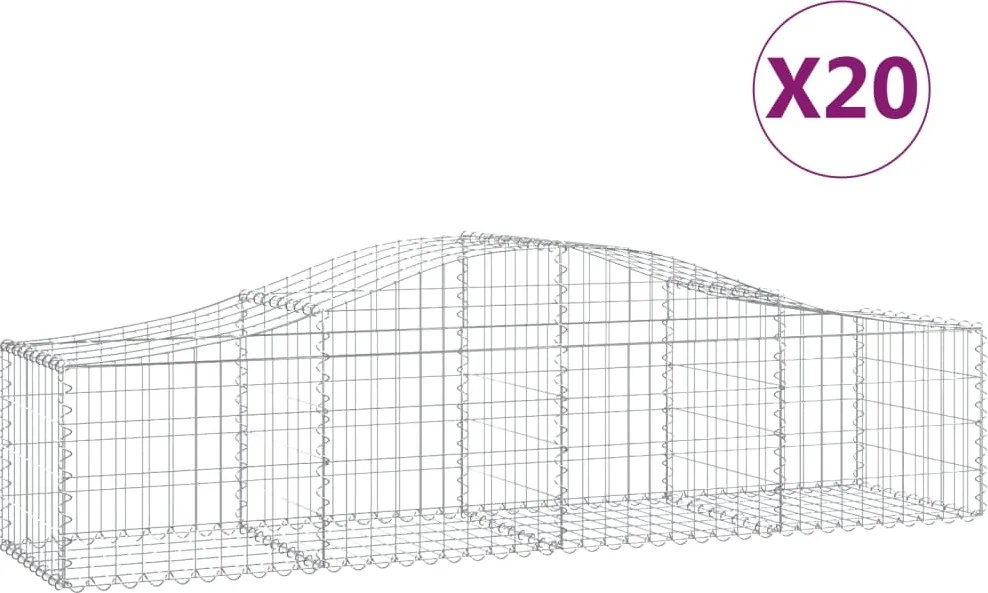 vidaXL Coșuri gabion arcuite 20 buc, 200x50x40/60 cm, fier galvanizat