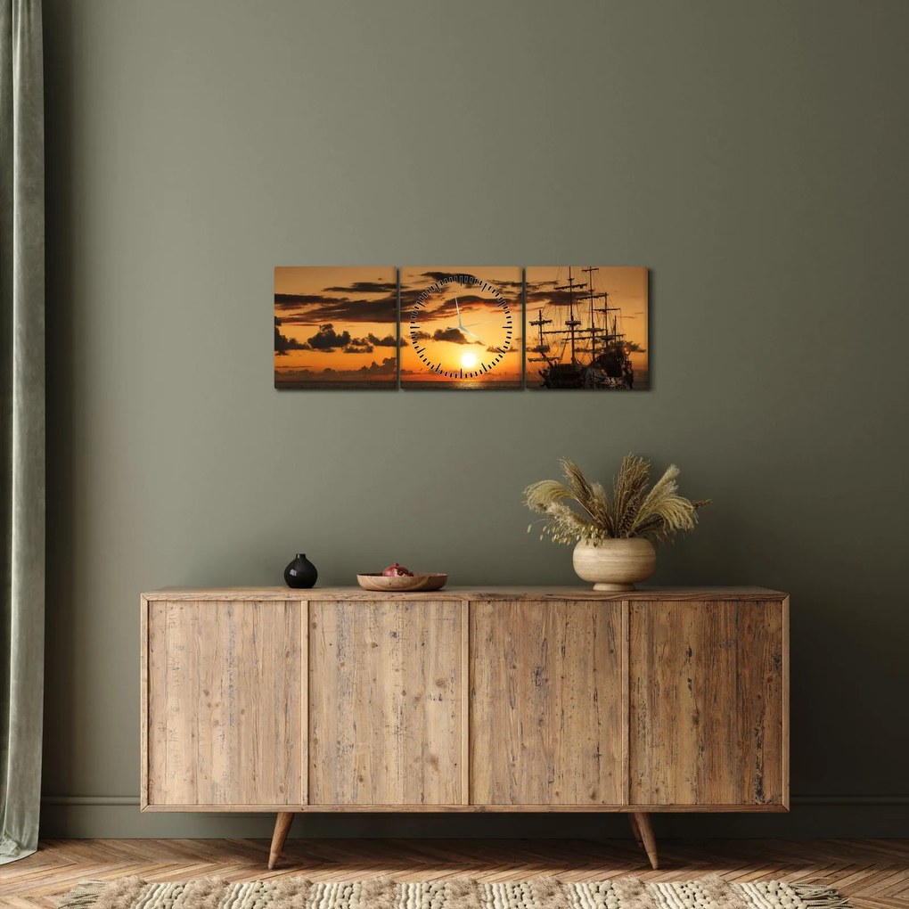 Tablou - Navă de pirați (cu ceas) (90x30 cm)