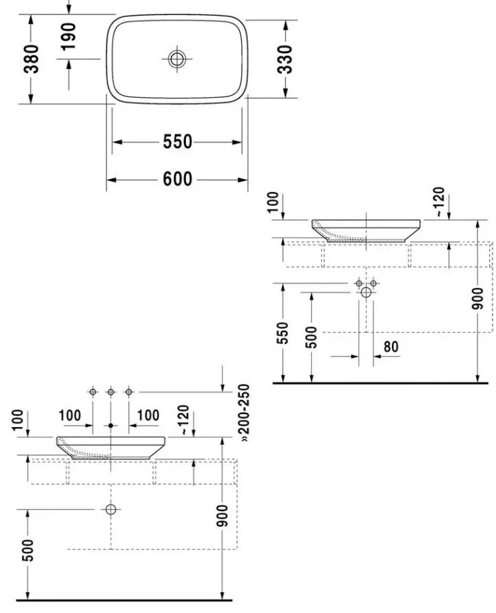 Lavoar baie pe blat Duravit Durastyle 60x38 cm