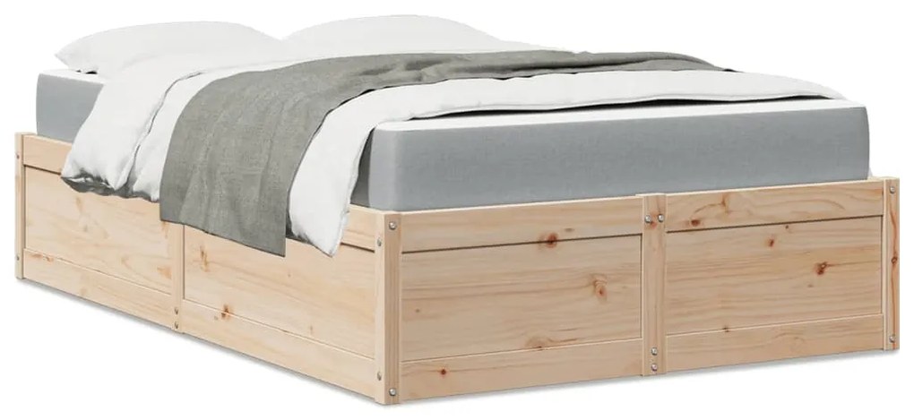 vidaXL Pat cu saltea, 140x190 cm, lemn masiv pin