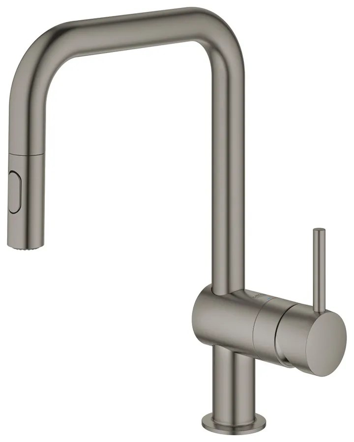 Baterie bucatarie cu dus extractibil Grohe Minta antracit periat Hard Graphite pipa U