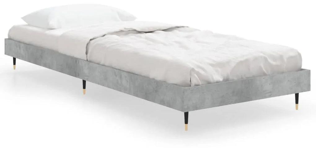 832209 vidaXL Cadru de pat, gri beton, 75x190 cm, lemn prelucrat