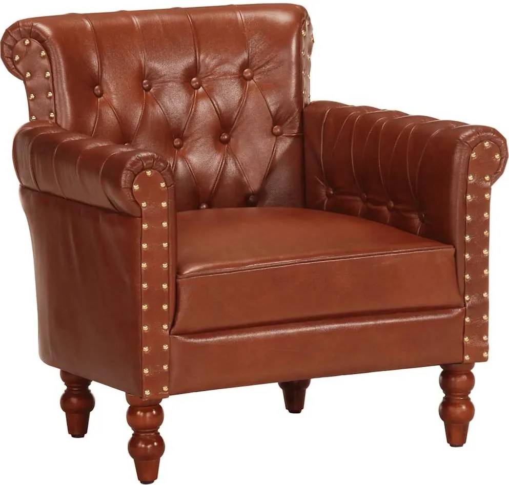 vidaXL Fotoliu, maro, piele naturală de capră