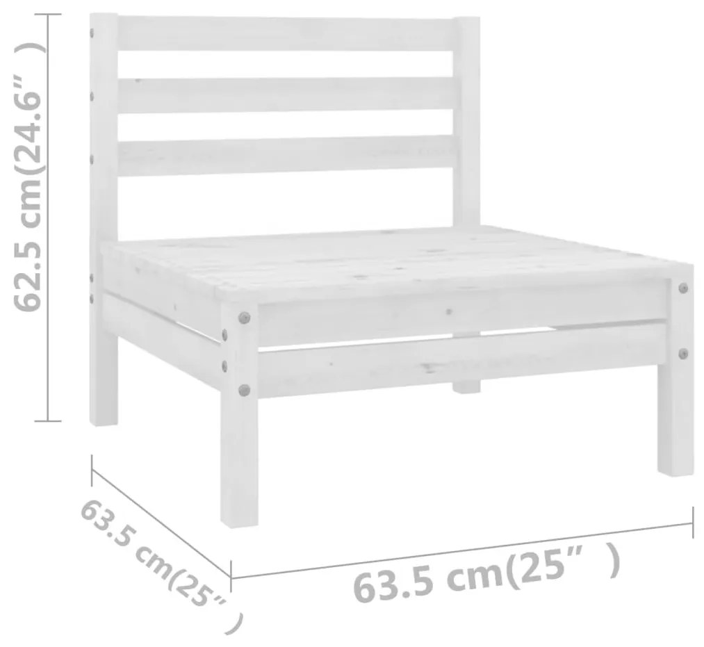 Set mobilier de gradina, 7 piese, alb, lemn masiv de pin Alb, 1