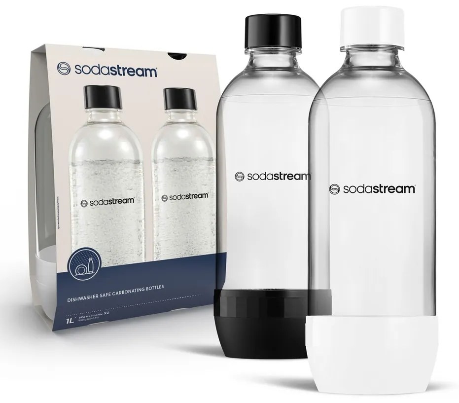 Sticlă Sodastream Jet Black&White 2x 1 l, lavabilăîn mașina de spălat vase