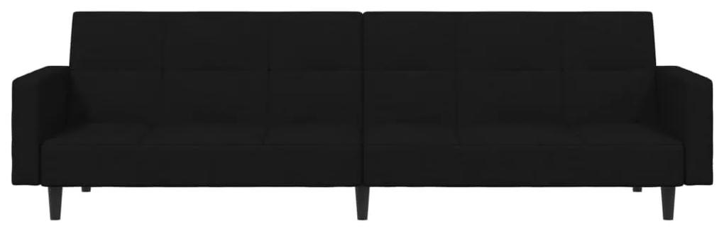Canapea extensibila cu 2 locuri, negru, microfibra Negru, Fara suport de picioare