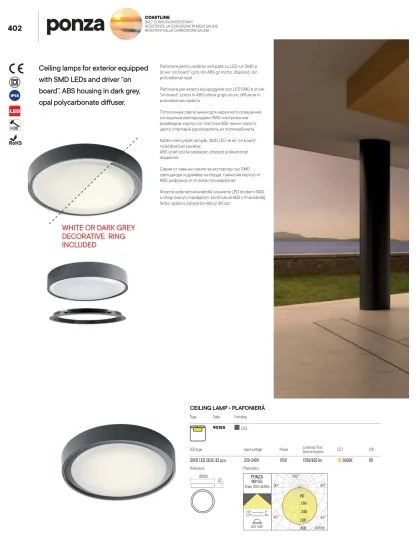 Redo 90155 - Plafonieră LED exterior PONZA 1xLED/16W/230V IP65