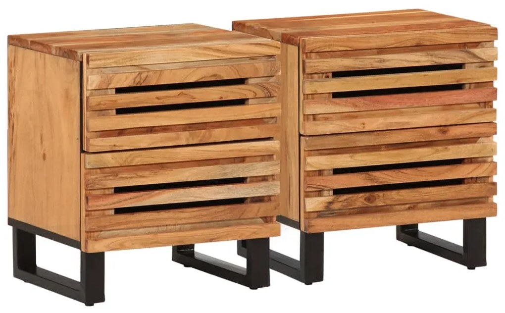 vidaXL Noptiere, 2 buc., 40x34x46 cm, lemn masiv de acacia