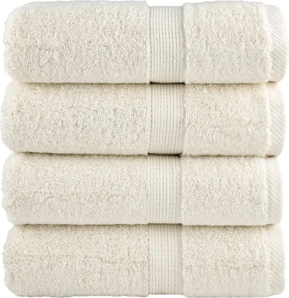 vidaXL Prosoape de baie premium SOLUND, 4 buc., crem, 30x30 cm, 600 g/m²