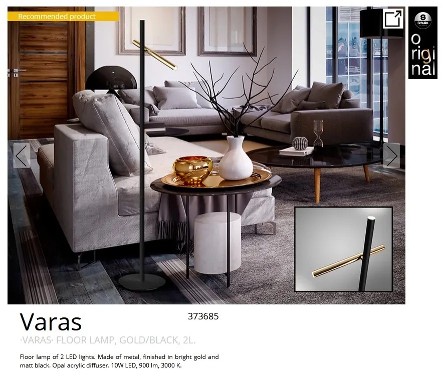 Lampadar LED dimabil design modern Varas negru/auriu