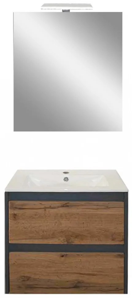 Mobilier complet de baie Porto Prime 60 în culoarea stejarului rustic antracit