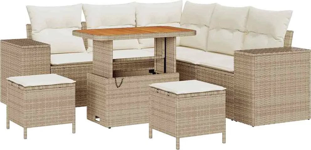 vidaXL Set de canapele pentru grădină cu pernă 8 pcs Bej și crem