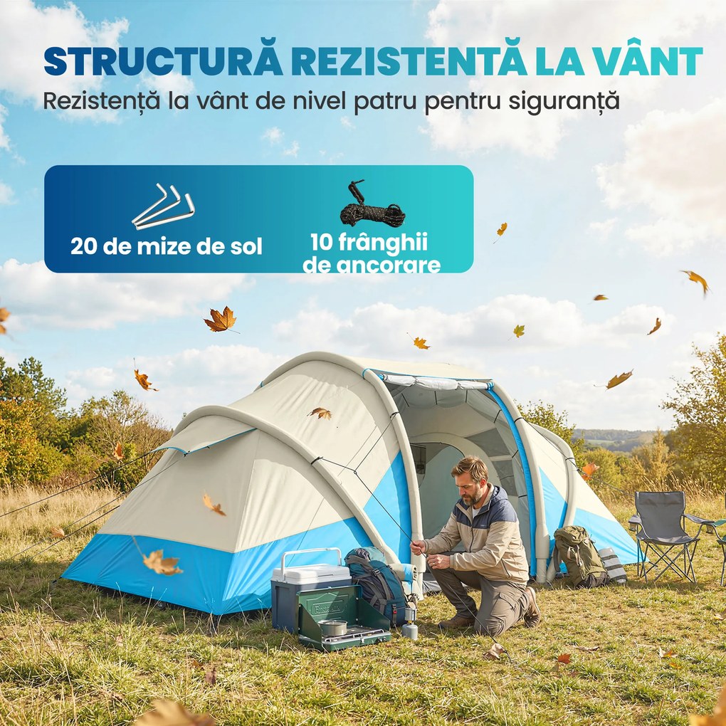 Outsunny Cort gonflabil rapid de montat, refugiu de aer, cort de camping | Aosom Romania