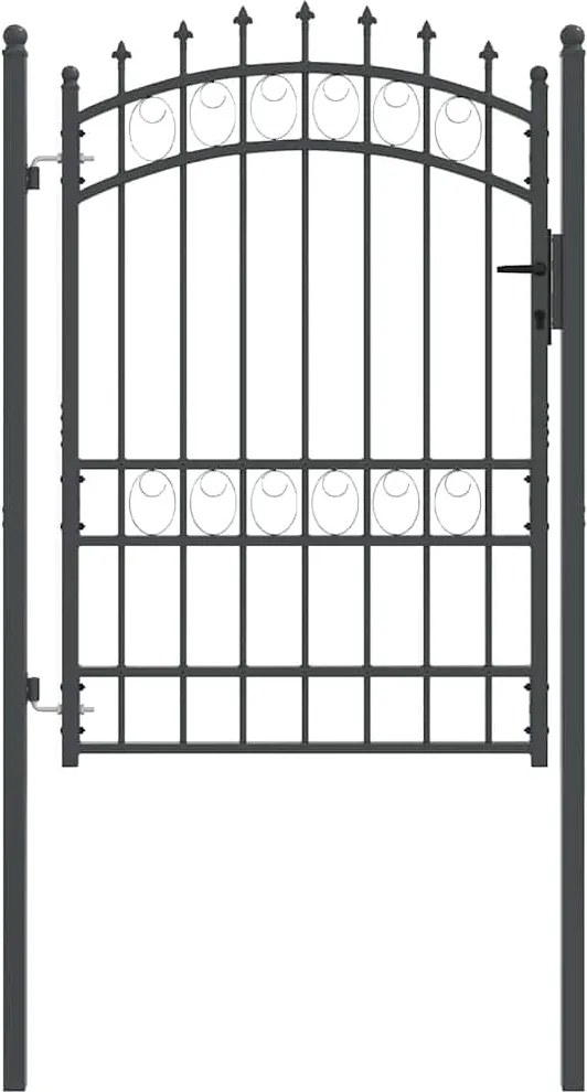 vidaXL Poartă de gard cu țepi Gri 170 x 100 cm Oțel vopsit în pulbere