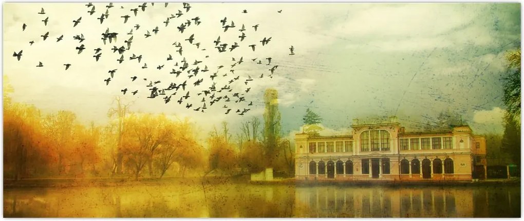 Tablou peisajului pictat cu sediul (120x50 cm)