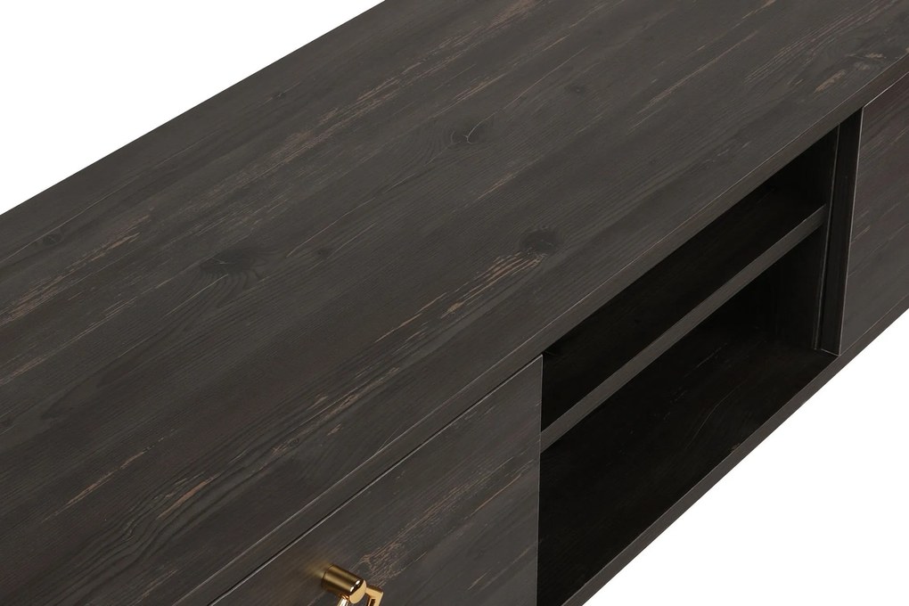 Comoda TV Posh, Alb - Maro inchis, 143 x 47 x 40 cm