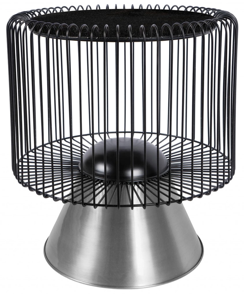 Masuta de cafea rotunda din marmura si fier Malibu 51x51x56,5 cm negru
